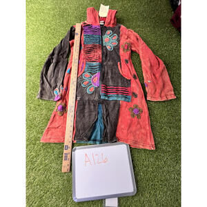 Aller Simplement Embroidered Colorful Cotton Hooded Jacket Medium India Distress